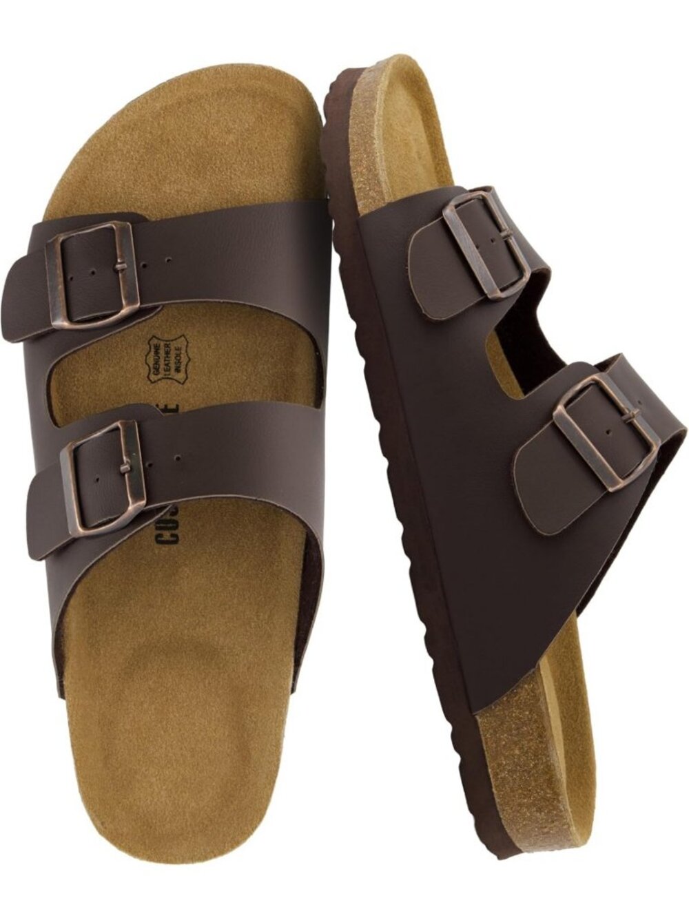 Comfortable Adjustable Buckle Men's Sandals with Cork Footbed & Leather Insole